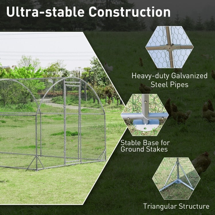 Metal Chicken Coop Outdoor Galvanized Dome Cage with Cover