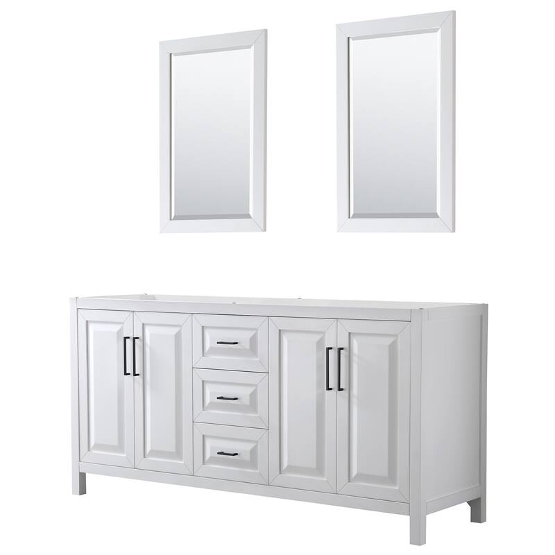 Wyndham Collection Daria 71" Double Free Standing Vanity Cabinet - - White / Matte Black Hardware