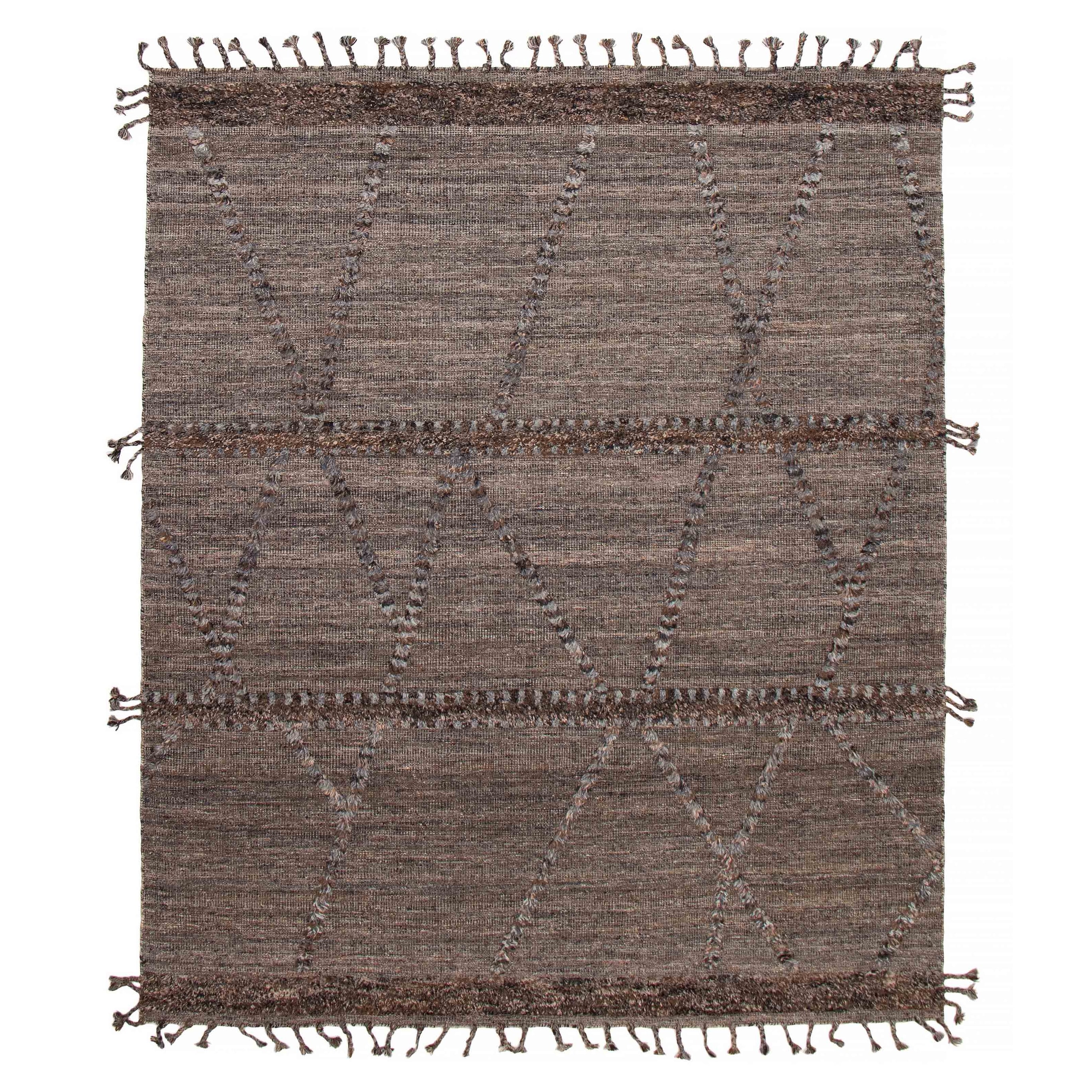 ECARPETGALLERY Hand-knotted Tangier Dark Brown Wool Rug - 8'3 x 10'2