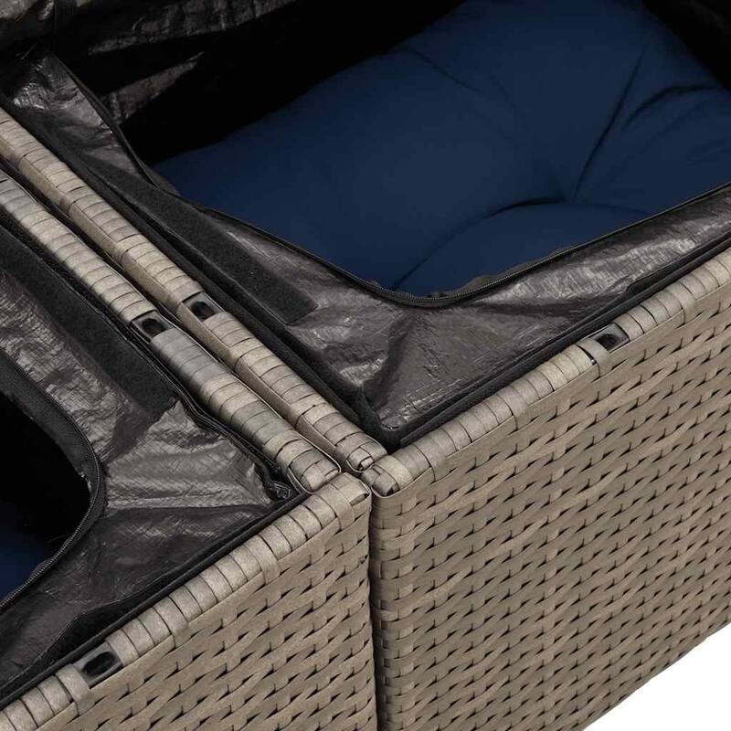 vidaXL Patio Sofa with Cushions Outdoor Seating Sectional Sofa Poly Rattan
