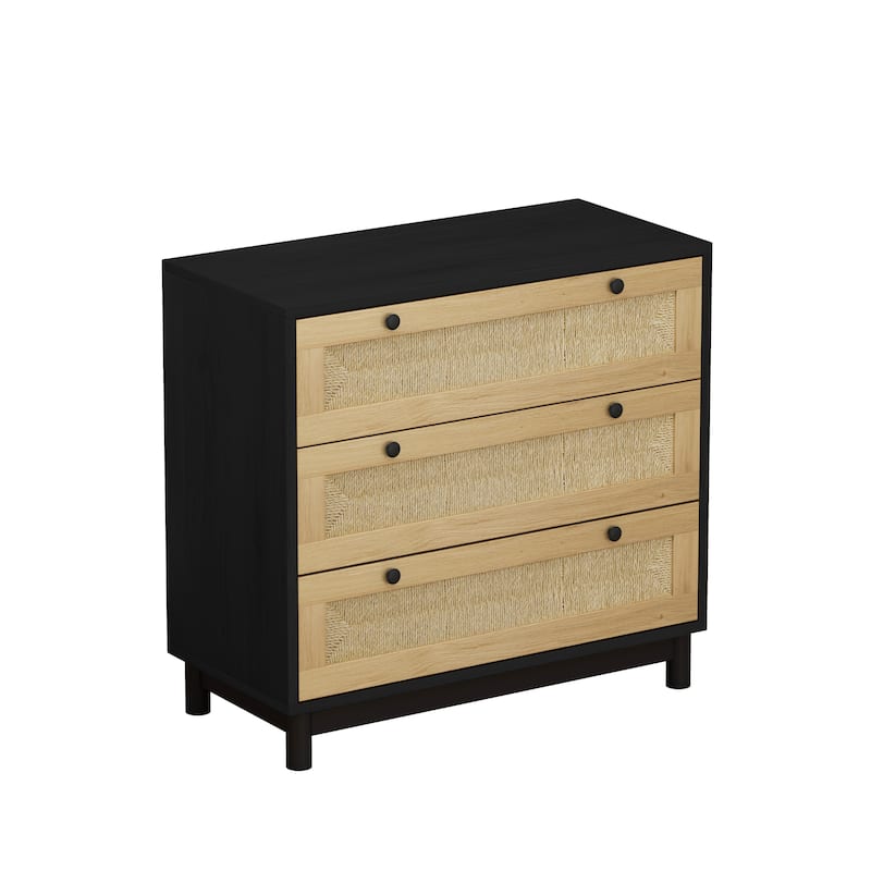 Accent Cabinet 3-Drawers Storage Cabinet Rope Woven Drawer