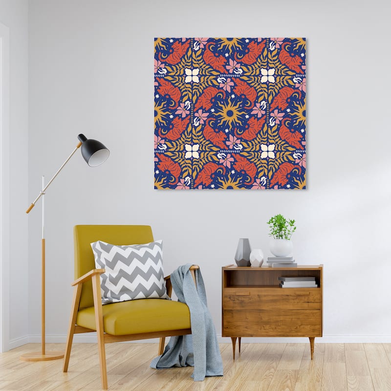 Wynwood Studio Canvas Animals Moonstar Feline Purple and Dark Purple Global Wall Art Canvas Print