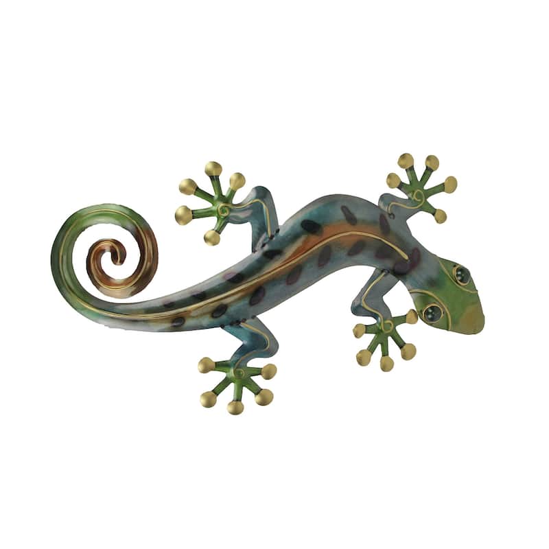 23 Inch Metal Gecko Sculpture Wall Hanging Art Garden Decoration
