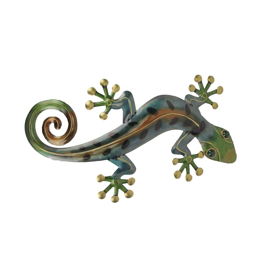 23 Inch Metal Gecko Sculpture Wall Hanging Art Garden Decoration