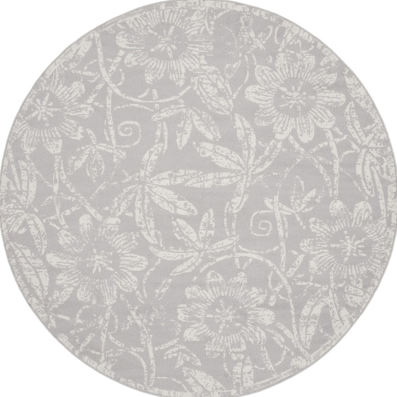 Power Loomed Distressed Geometric Floral Traditional Stain Resistant Area Rug - 60' X '60' X '0.39