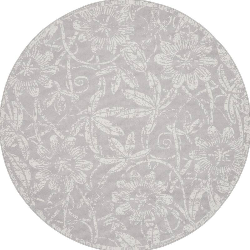 Gutoq Power Loomed Distressed Geometric Floral Traditional Stain Resistant Area Rug By HomeRoots - 96' X '96' X '0.39
