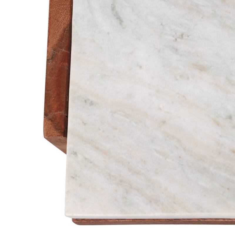 Wood Base Console Table Marble Top Modern Accent Furniture - 31" Ivory - 42" x 12" x 31"