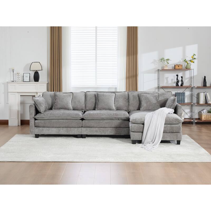 Roomfitters Large Upholstered 3-Seater Sofa with Plush Cushions and Pillows, Modern Cloud Couch for Living Room