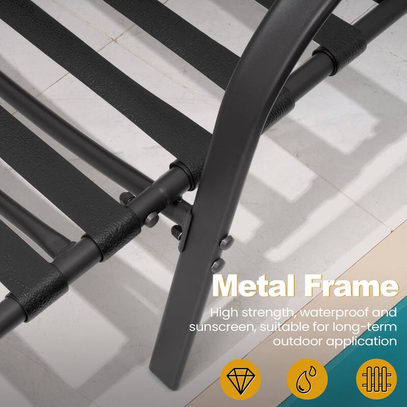 VredHom Outdoor Adjustable Chaise Lounge with Cushion and Pillow (Set of 2) - Set of 2