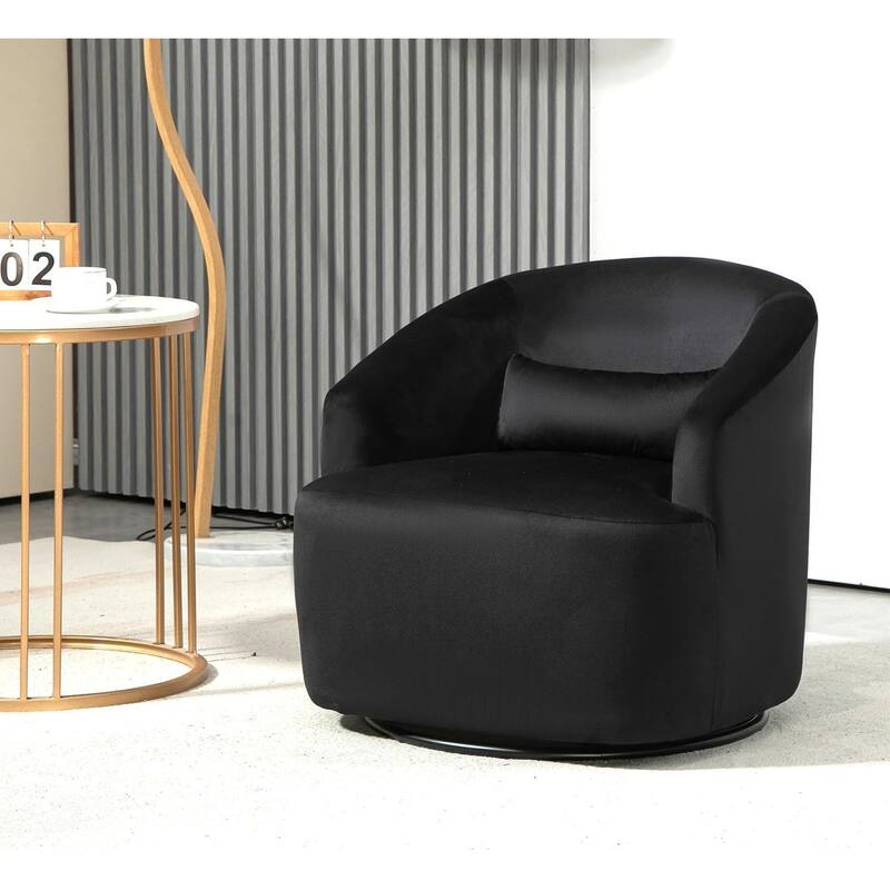 Accent Chair with Barrel-shaped Design and 360 Degree Swivel Feature