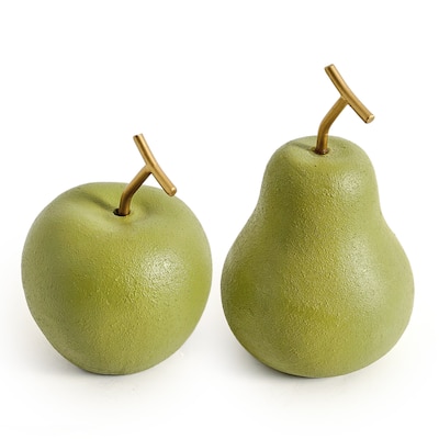Cream White Fruit Table Top Apple And Pear, Set of 2