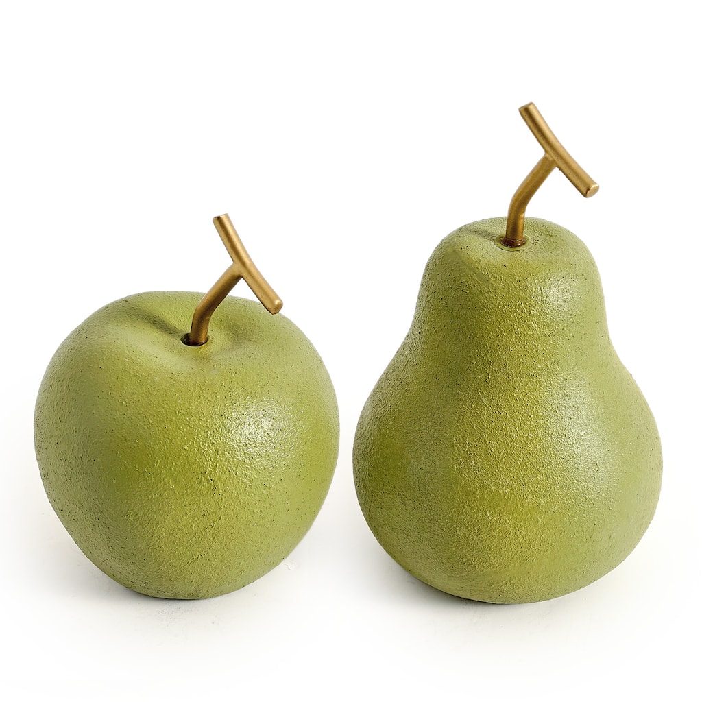 Cream White Fruit Table Top Apple And Pear, Set of 2