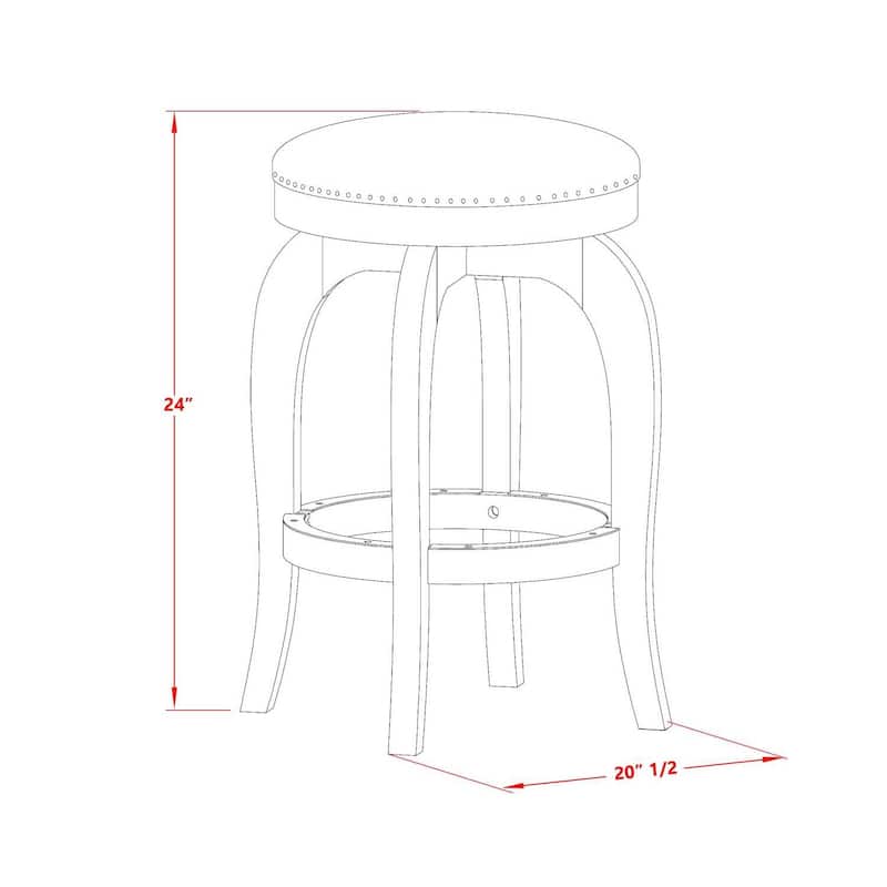 24 Inch Southwestern Style Counter Height Bar Stool with Wooden Frame, Brown PU Leather Swivel Seat for Kitchens