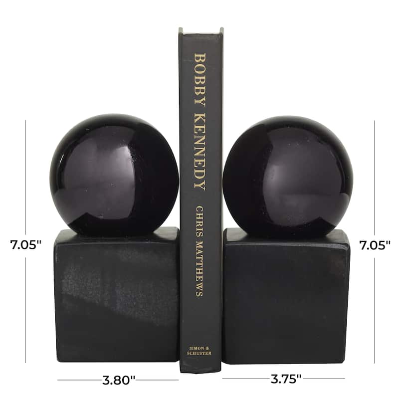 Marble Orb 7 or 10 lbs Decorative Bookends - Set of 2 Silver, Gold, Black - CosmoLiving by Cosmopolitan