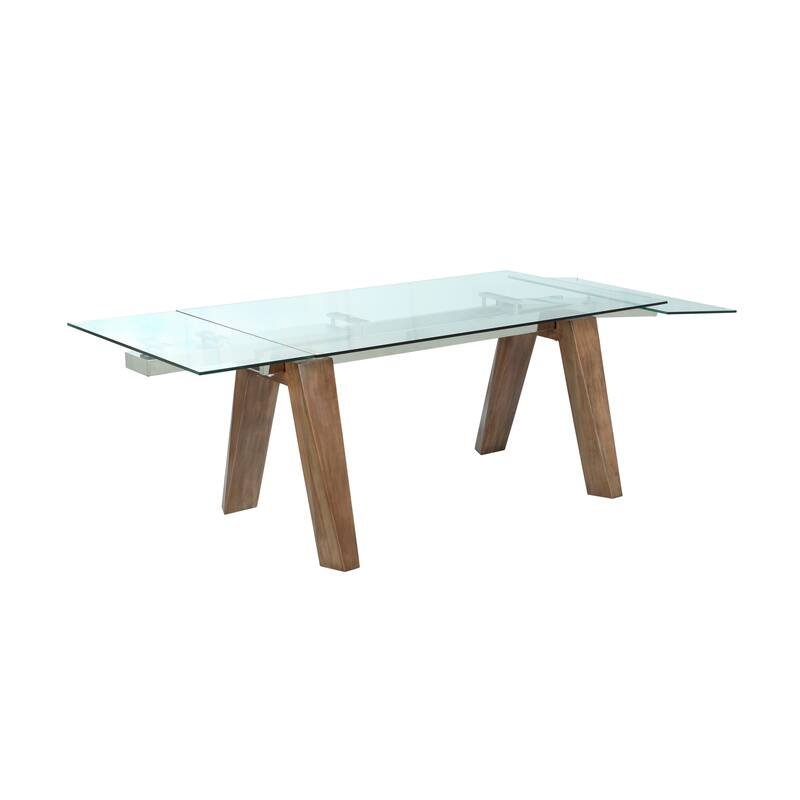 Somette Modern Dining Set with Extendable Glass Table & 2-Tone Chairs