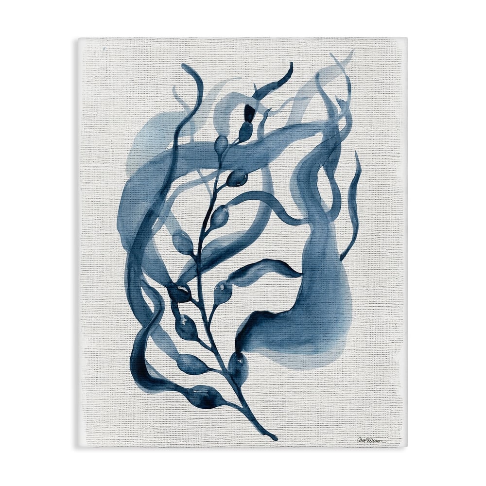 Stupell Fluid Blue Herb Leaf Canvas Wall Art Design By Carol Robinson