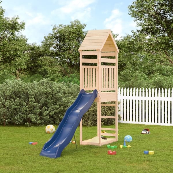 slide 2 of 16, vidaXL Outdoor Playset Outdoor Backyard Playground Equipment for Kids Age 3-8 - 21.7" x 100" x 103.9" Brown Pine