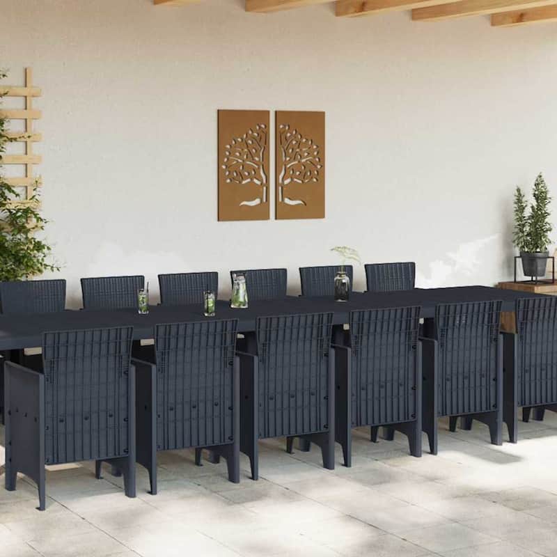vidaXL Garden Dining Set 15/17 pcs Anthracite/Brown Polt rattan - 400 x 100 x 73 cm