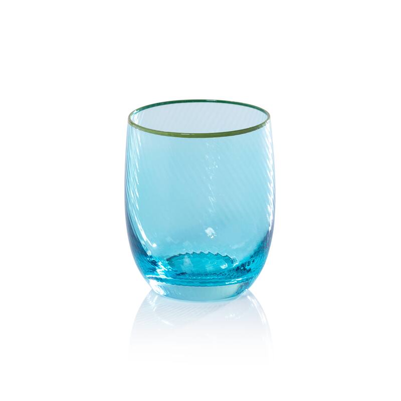 Sicilian 4-Piece Swirl Glass Tumbler Set - Sea & Green