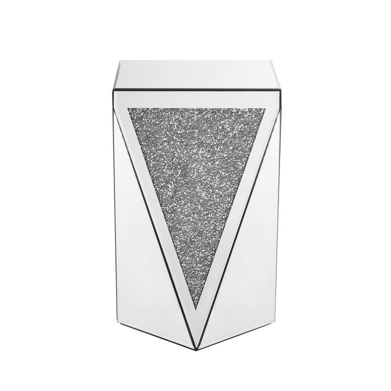 13.8" Modern Mirrored Square Side Table with Sturdy Base for Living Room and Bedroom