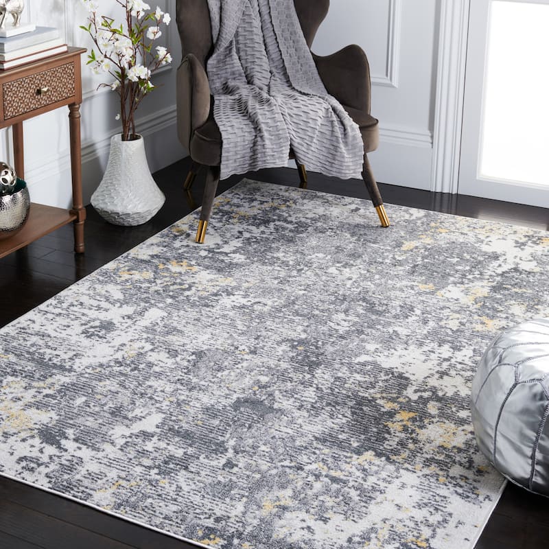 SAFAVIEH Toscana Una Abstract Rug - 6'7" Square - Ivory/Dark Grey