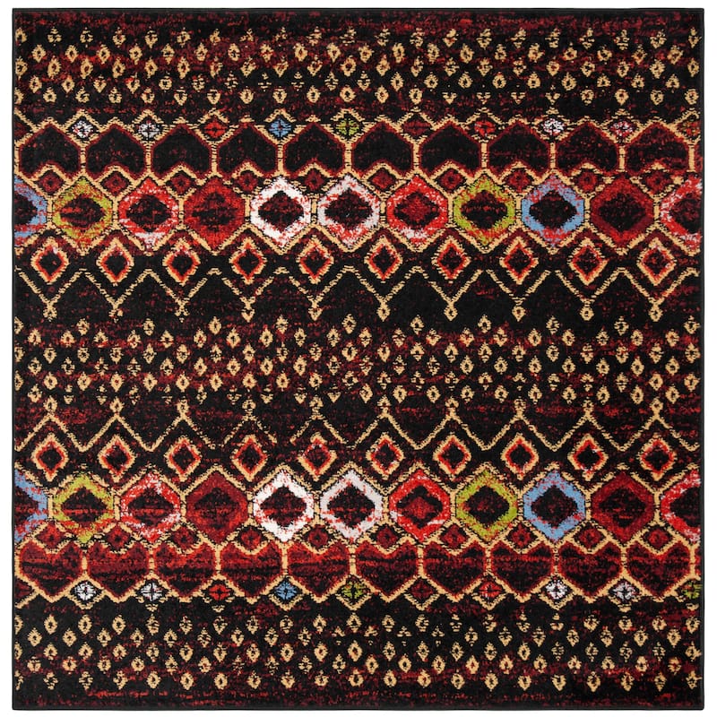 SAFAVIEH Amsterdam Bridget Moroccan Boho Rug - 5'1" Square - Black/Multi - Square