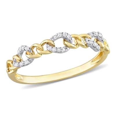 Miadora Diamond Accent Stackable Curb Link Ring in 10k Yellow Gold
