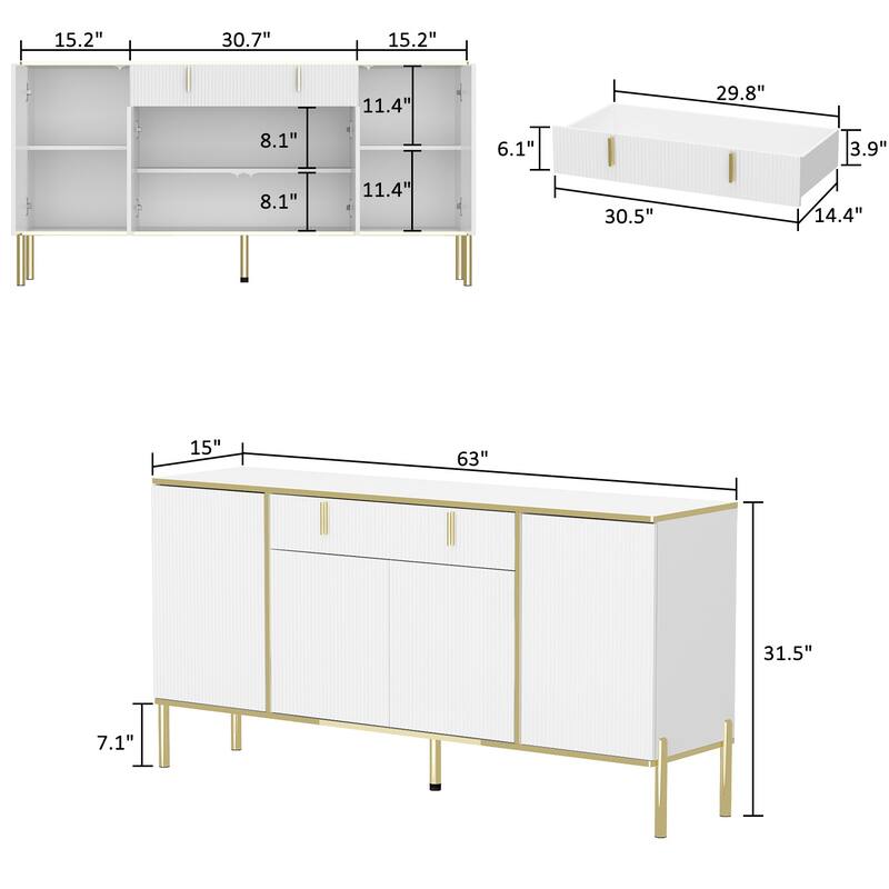 Timechee Kitchen Sideboard End Table Entry Accent Storage Cabinet