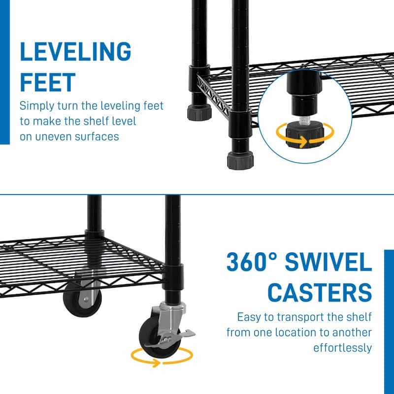 6-Tier Steel Wire Shelving Rck with Wheels