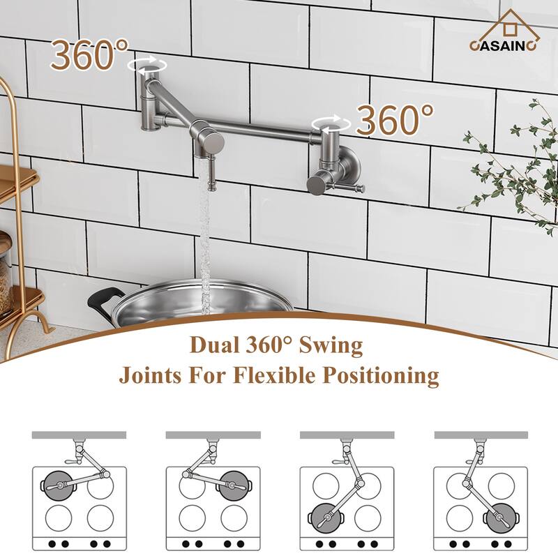 1.8 GPM Wall Mounted Foldable Kitchen Pot Filler