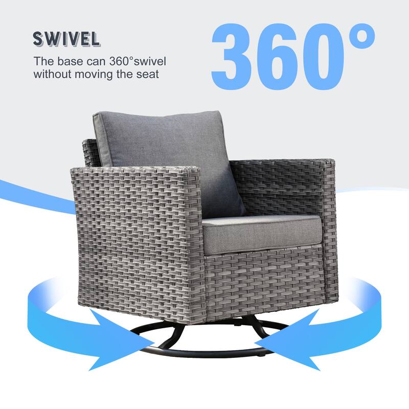 OVIOS 7-piece Wicker Sectional Sofa Swivel Rocking Chair Set