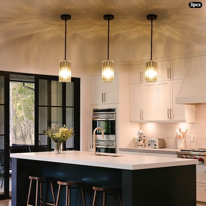 3-Pack Modern Crystal Pendant Lights for Dining Room, Bedroom, Foyer and Hallway