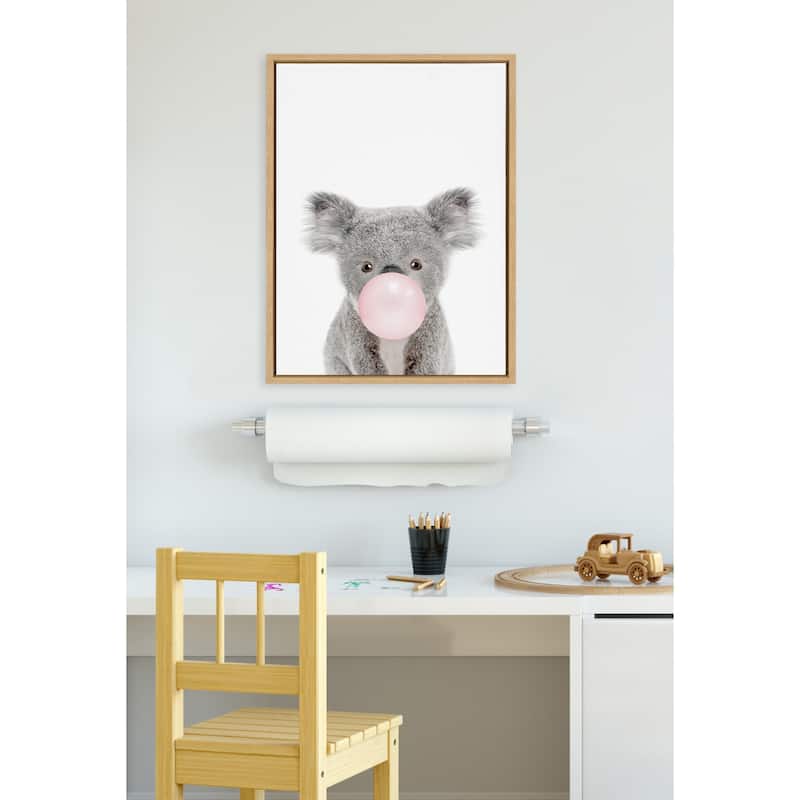 Kate and Laurel Sylvie Bubble Gum Koala Framed Canvas by Amy Peterson