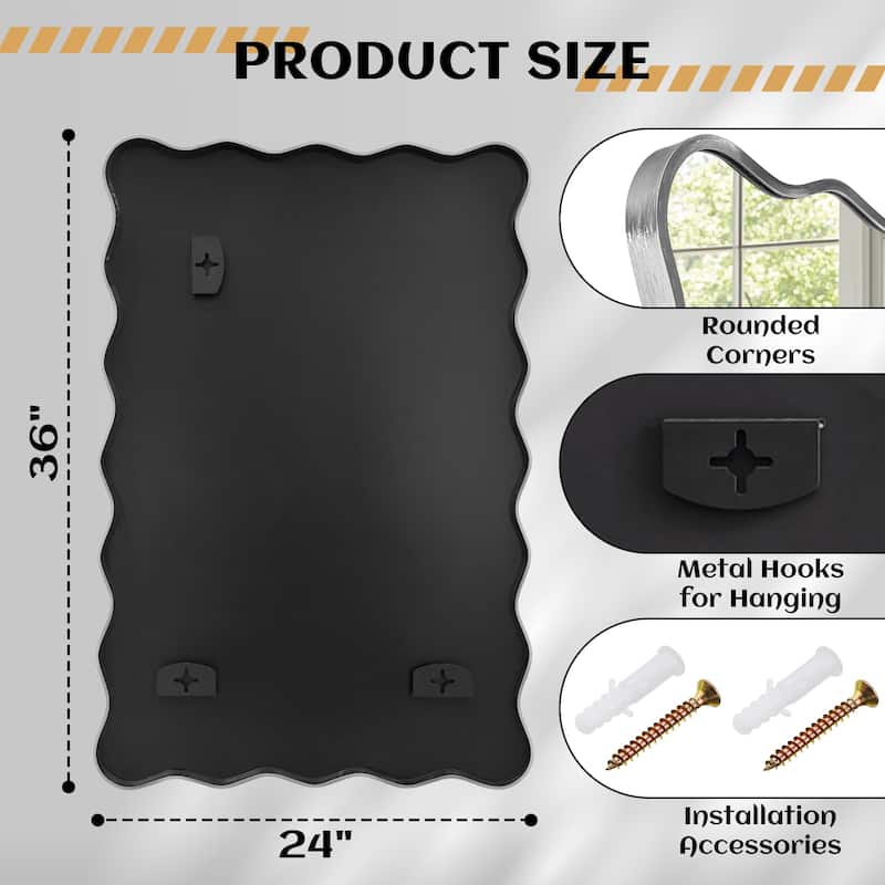 Rectangle Metal Framed Irregular Wavy Wall Mirror