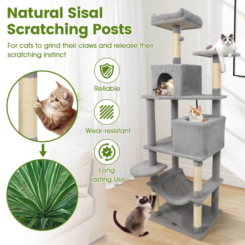 Costway 70” Cat Tree for Indoor Cats with Padded Top Perch, Dual - See Details