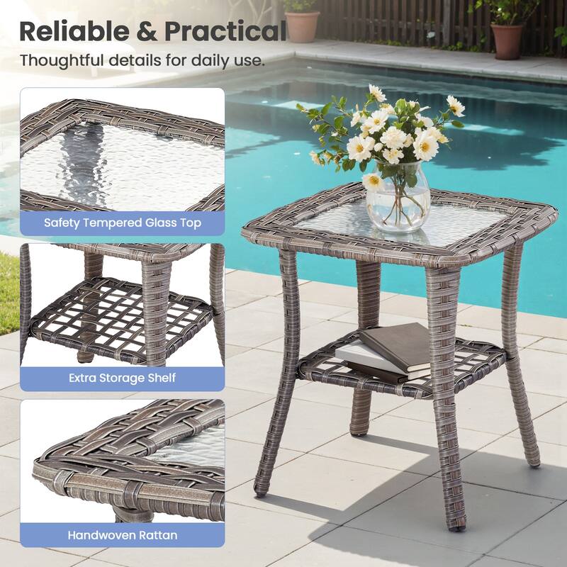 Pocassy Outdoor Patio Furniture Wicker Sofa Swivel Chair Set