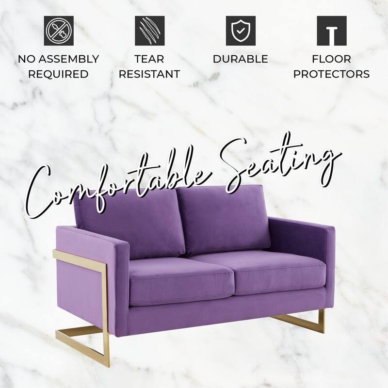 Lincoln Velvet 2-Seater Sofa with Foam Cushions Pocket Spring Stainless Steel Base Removable Cushion Fully Assembled
