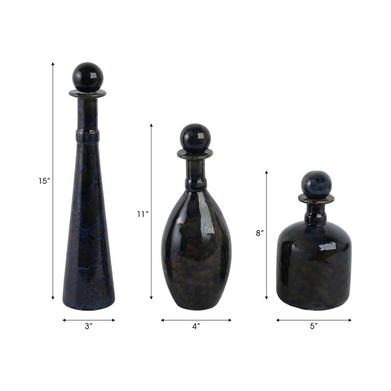 Stoneware Decorative Vases Modern Style (Set of 3) - 15/11/8" Blue