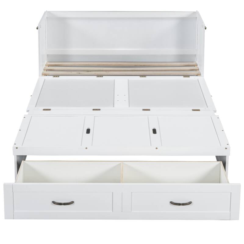 Full Size Space-Saving Murphy Bed with USB Ports and Large Drawers