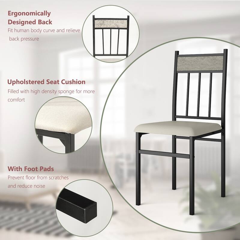 Costway 5 Piece Faux Marble Dining Set Table and 4 Chairs Kitchen