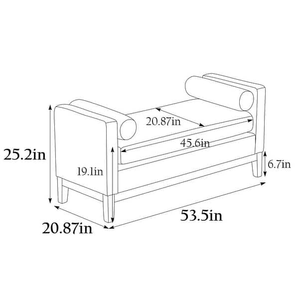 53.5"W Elegant Upholstered Bench with Pillows for End of Bed, Bedroom, Living Room