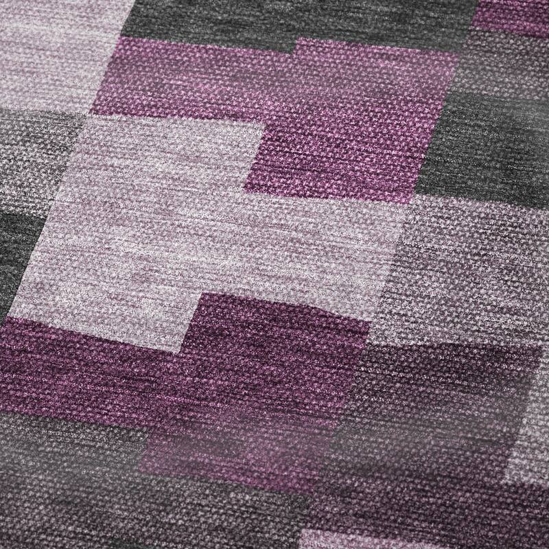 Premium Machine Washable Modern Blocks Sherpa Throw Blanket