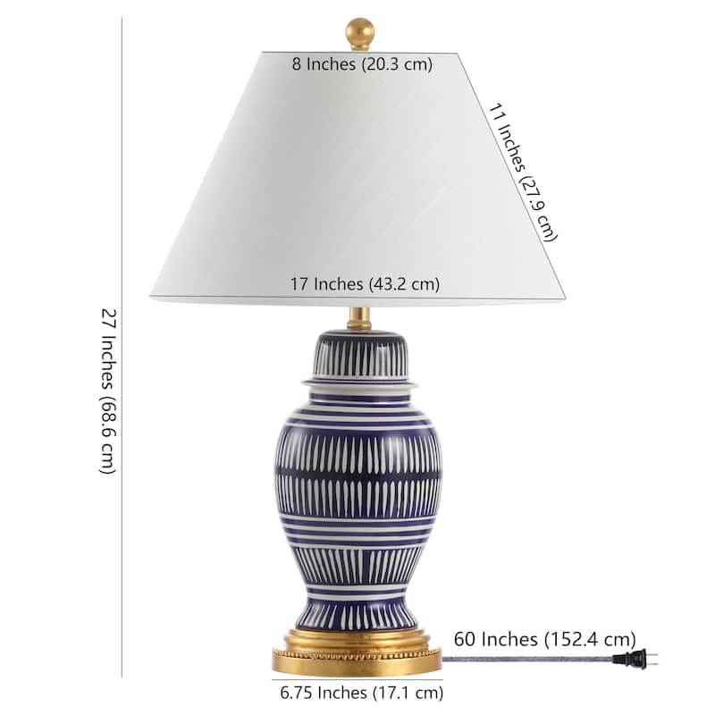 Tegola 27" Ceramic/Iron Modern Coastal LED Table Lamp, Navy by JONATHAN Y