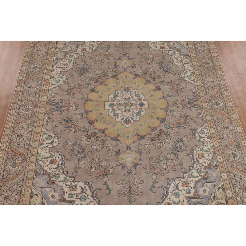 Over-Dyed Tabriz Persian Vintage Area Rug Hand-Knotted Wool Carpet - 9'7" x 12'3"