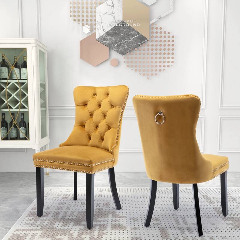 Velvet Dining Chairs Set of 2, Accent Diner Chairs Upholstered Fabric Living Room Chairs Side Chair Stylish Kitchen Chairs