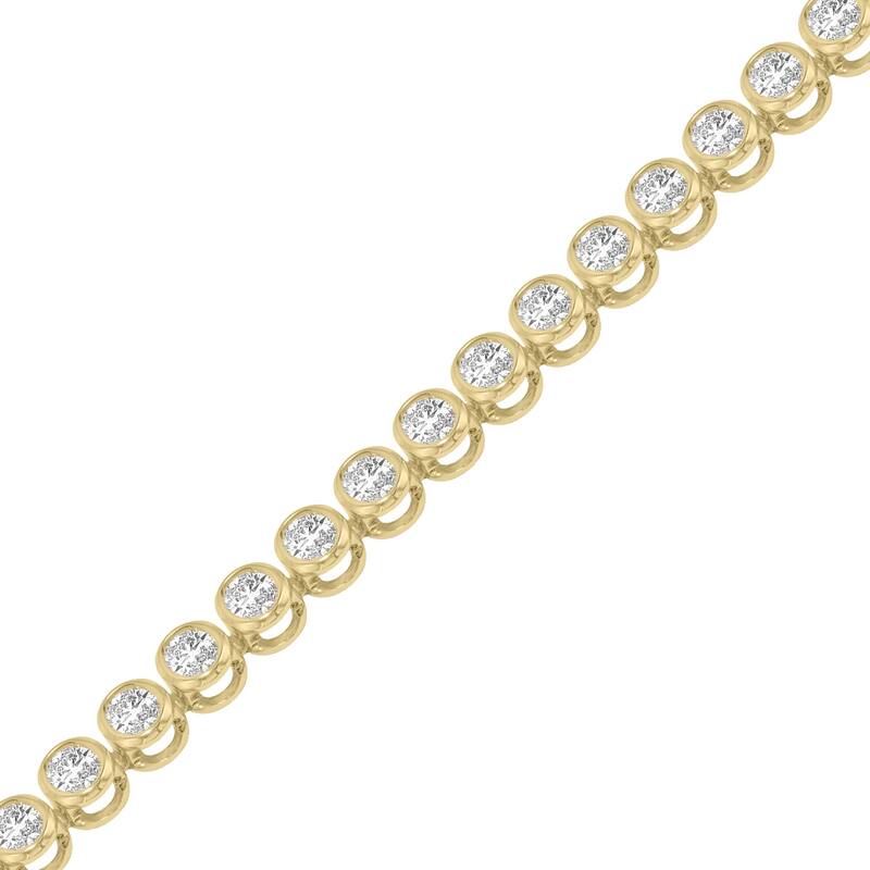 Marquee 5 Carat TW Oval Shape Lab Grown Diamond Bezel Set Bracelet in 14K Yellow Gold