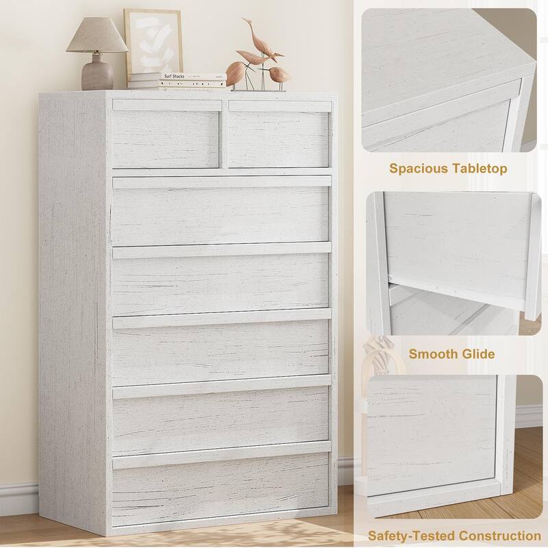 5 Drawer Dresser for Bedroom, Freestanding Wooden Chest Storage