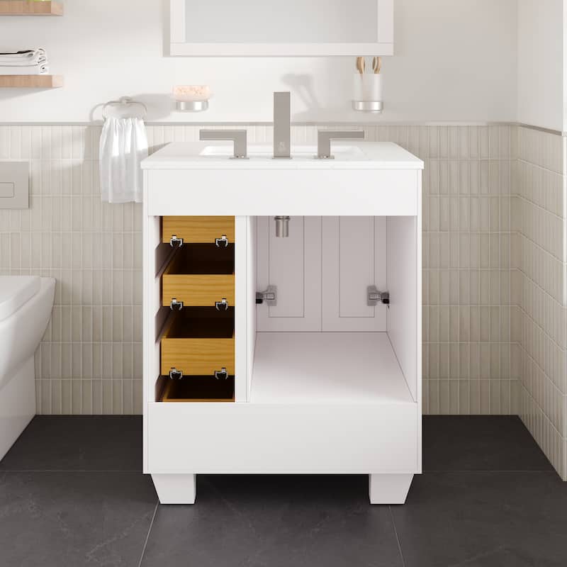Eviva Acclaim Bath Vanity with Carrara Quartz Top & Undermount Sink