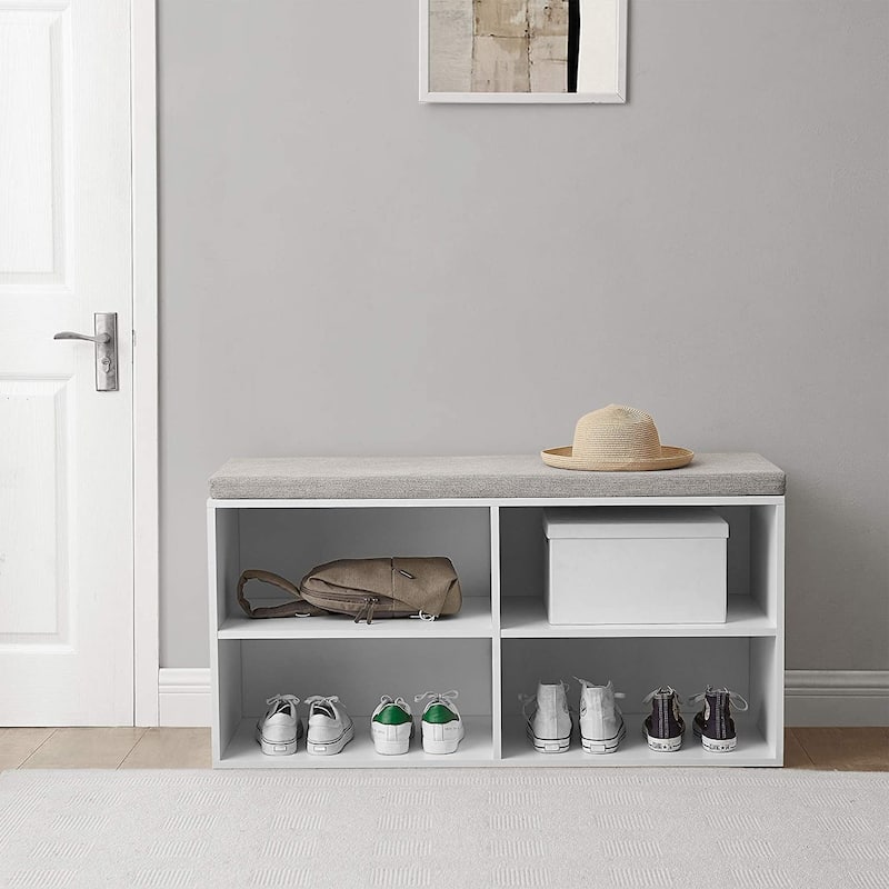 Yak About It® - Double Seater Storage Bench with Top Cushion - White by White