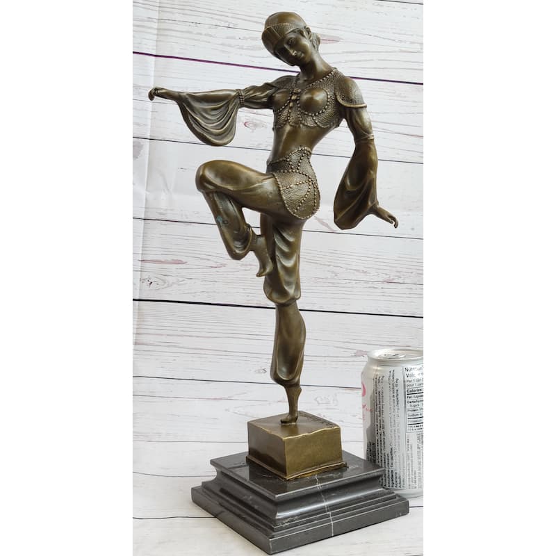 Bronze Marble Base Statue Dancer Vintage Theatre Signed Chiparus Drama Opera Art
